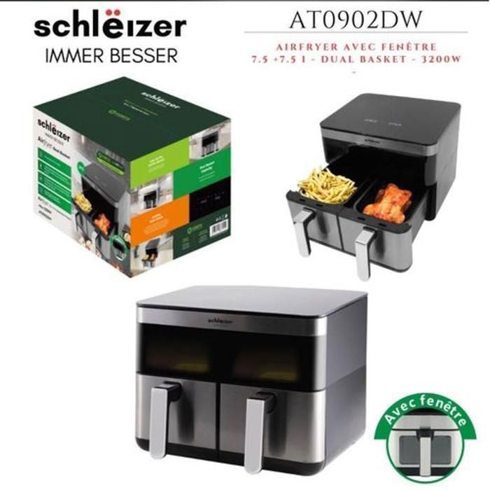 Image de Friteuse sans Huile - Schleizer - AT0902DW - 2 paniers - 15 Litres - Écran tactile - Unbranded