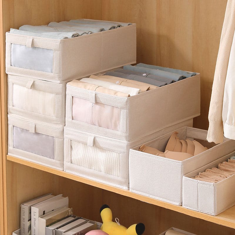 HOTOOLME - Paquet de 4 Bacs de Rangement en Lin