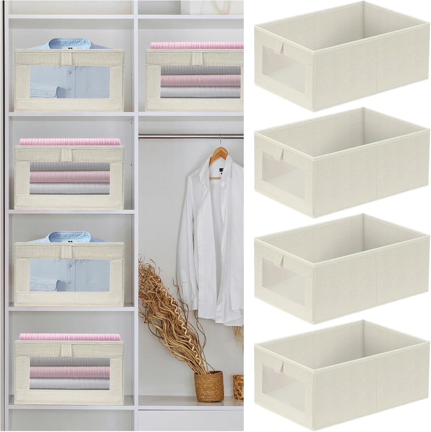 Image de HOTOOLME - Paquet de 4 Bacs de Rangement en Lin - Unbranded