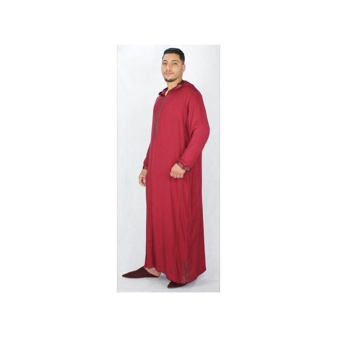 Jabador Maroc Djellaba désert 100/100 coton -bordeaux