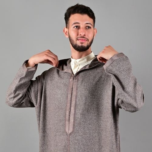 Jabador Maroc Djellaba Flanelle Homme haute couture - Marron XXL
