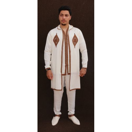 Jabador Maroc Ensemble HAYTAM 100/100 coton haute couture- Blanc cassé