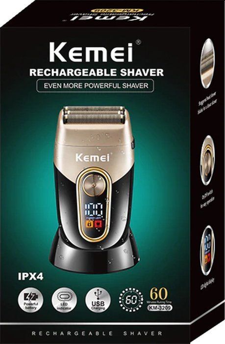 Kemei KM-3209 Rechargeable Beard Shaver Electric Shaver Men Electric Razor Floating Hair Trimmer Face Care
