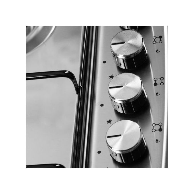 Kenz Plaque de cuisson posable 4 feux à gaz avec plaque électrique, 60cm, Inox