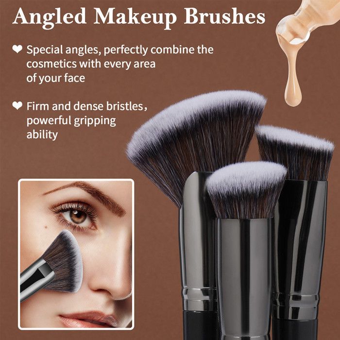 Image de Kit de pinceaux de maquillage - 25pcs - Vegan - Doux - Design classique - Noir - Unbranded