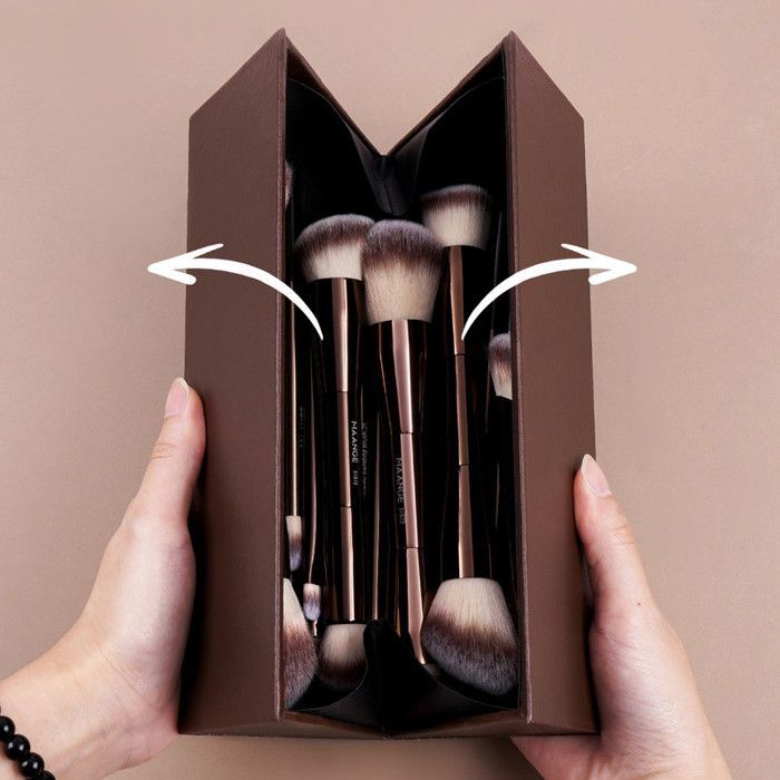 Image de Kit de pinceaux de maquillage - MAANGE - 20 pièces - Synthétique - Marron - Aluminium - Unbranded