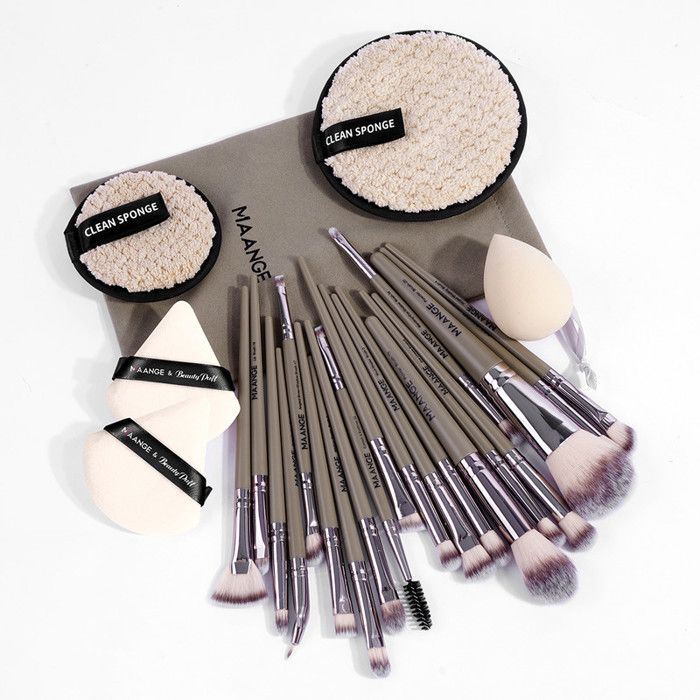 Image de Kit de pinceaux de maquillage - Maange - 20 pièces - Fibres synthétiques - Design élégant - Idéal pour débutants - Unbranded