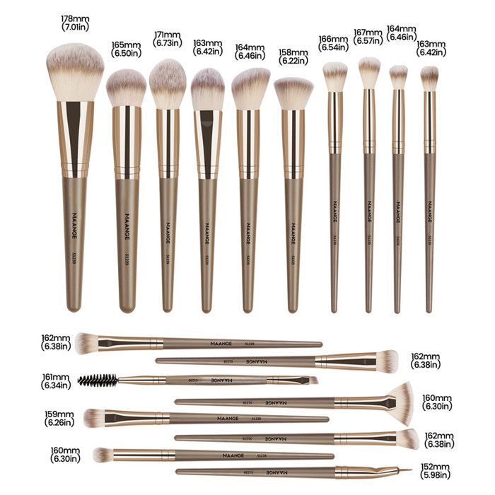 Image de Kit de pinceaux de maquillage - MAANGE - 18Pcs - Fibres Nylon - Poignée en plastique - Couleurs variées - Unbranded
