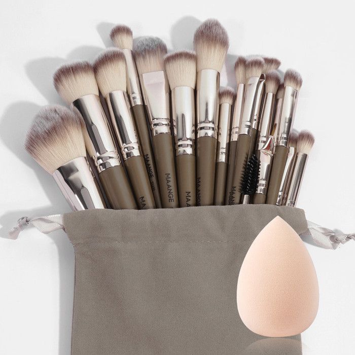 Kit de pinceaux de maquillage - Maange - 18 pièces - Fibres synthétiques - Design élégant - Idéal pour débutants