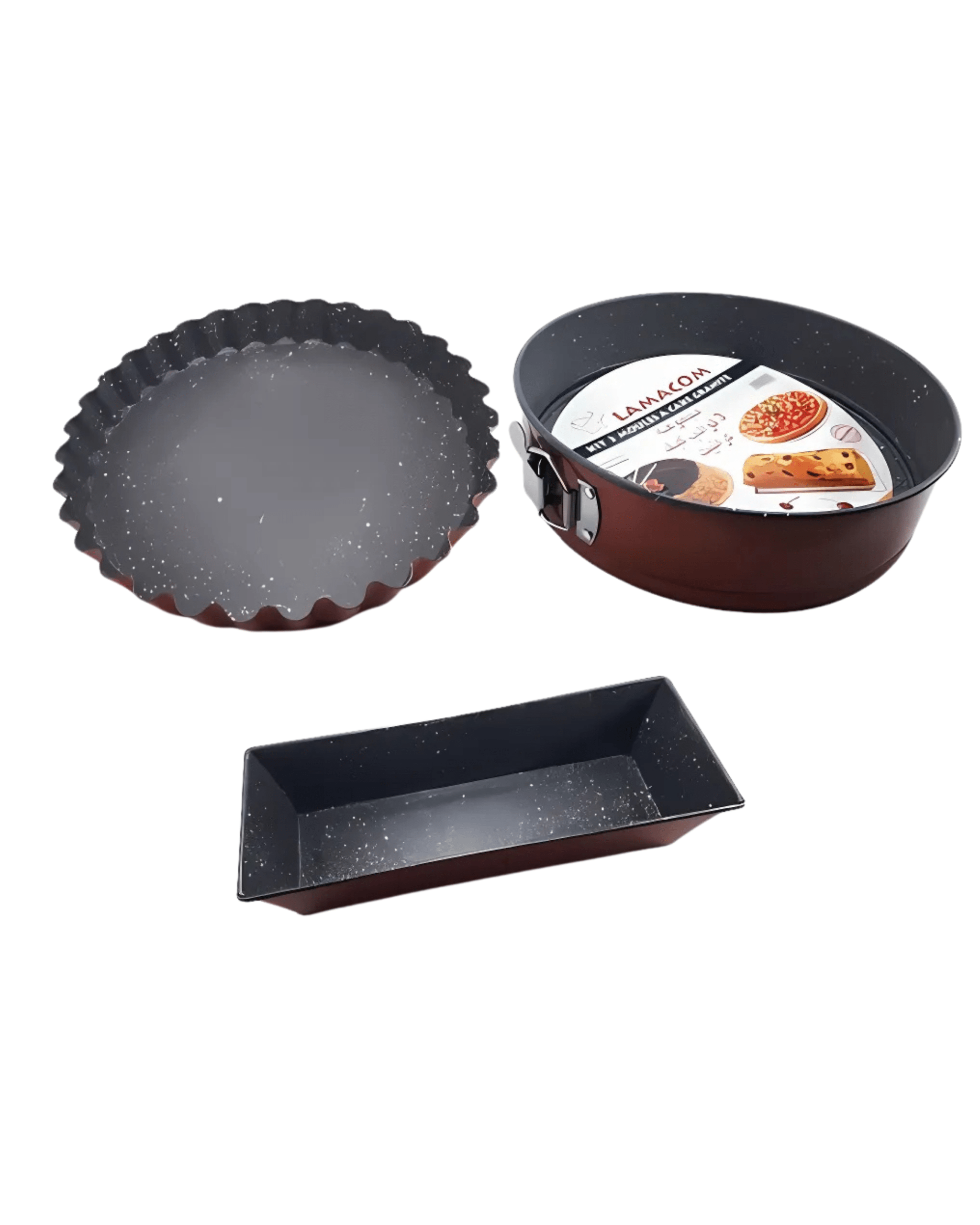 Lamacom Set 3 Moules a Cake Granite / Moules anti-adhérent - 3 formes