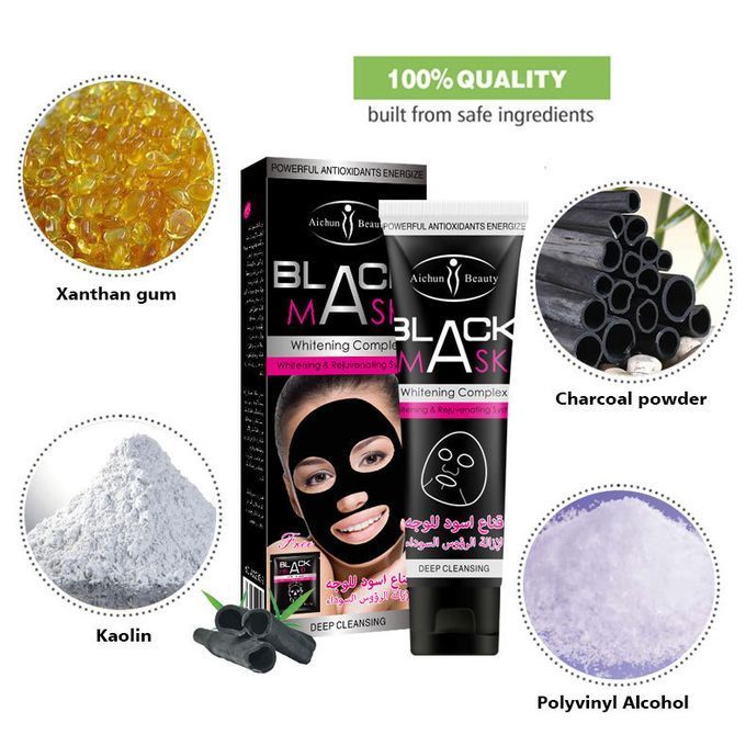Masque noir de blanchiment, éclaircissant pour Visage propre pour femme et Homme 120ml