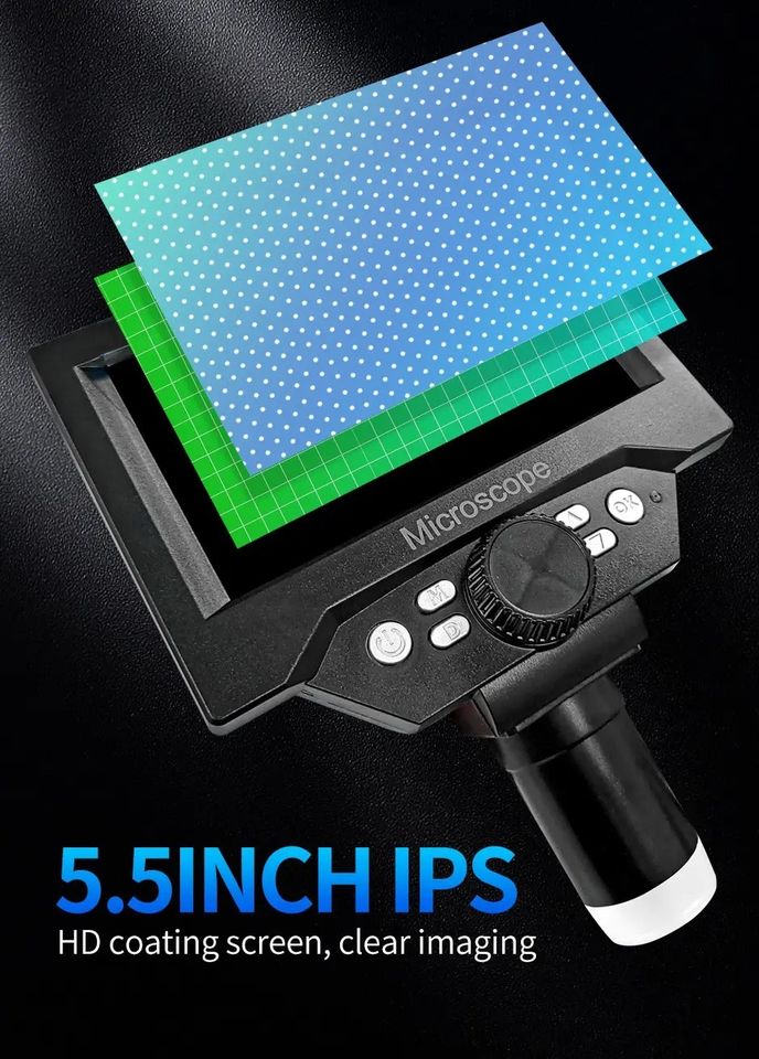 Image de Microscope Numérique 1000X 1080P 5.5 "LCD Microscope Loupe avec Support Microscope pour Réparation Électronique - Unbranded