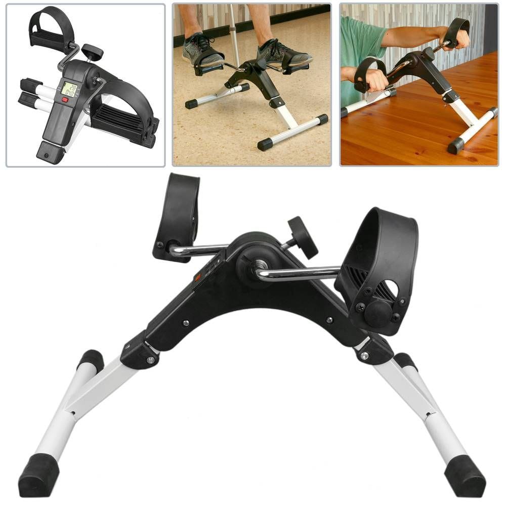 Mini Vélo, Pédalier Pliable pour Jambes et Bras, Résistance Réglable avec Ecran LCD