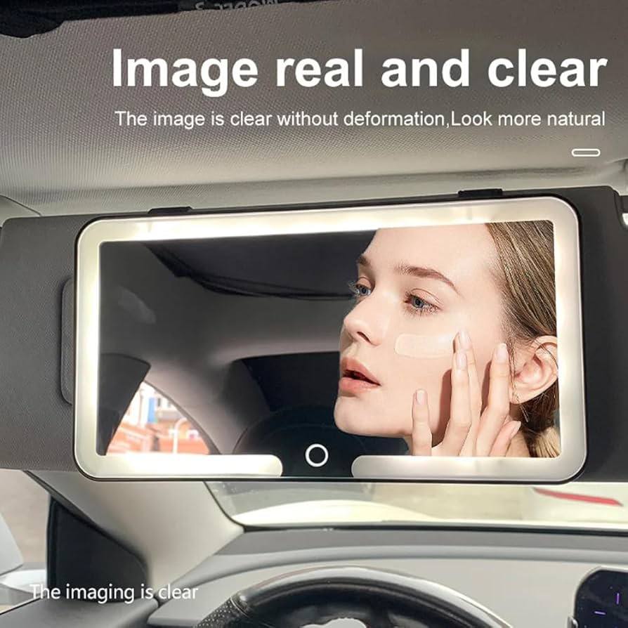 Miroir de Maquillage de Voiture, Écran Tactile, Intensité Variable, Trois Modes HD LED