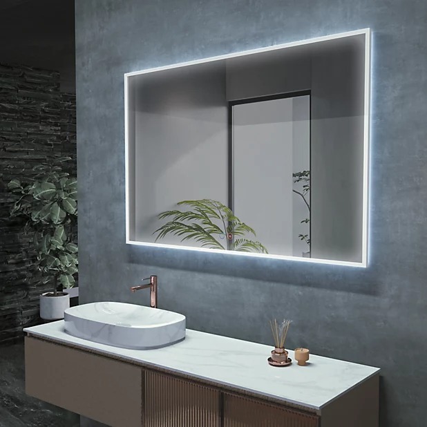 Miroir de salle de bain avec éclairage LED 80/60, 8114 black horizontal