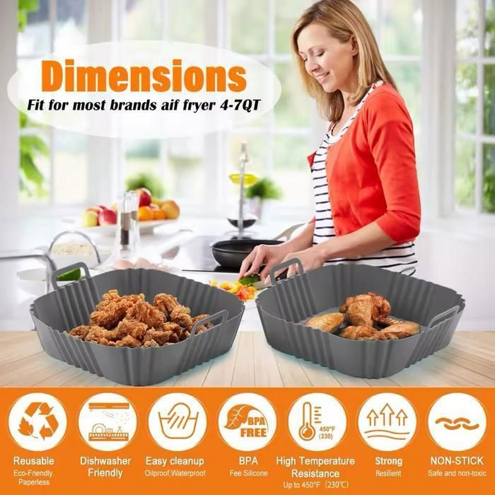 Image de Moules à Friture - Silicone - 20CM - Réutilisables - Résistants à la chaleur - Pour Friteuse à air Couleurs aleatoires - Unbranded