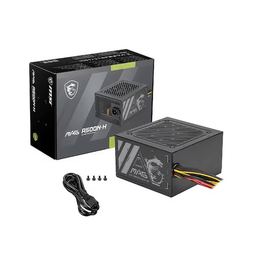 MSI MAG A500N-H – Bloc d’Alimentation 500W ATX 80 PLUS, Non Modulaire, Ventilateur Silencieux 120 mm