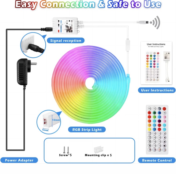 Image de Néon corde lumière 5 mètre LED bande Flexible IP67 Strip Flexible 220v Étanche Lumière Décorative - Unbranded