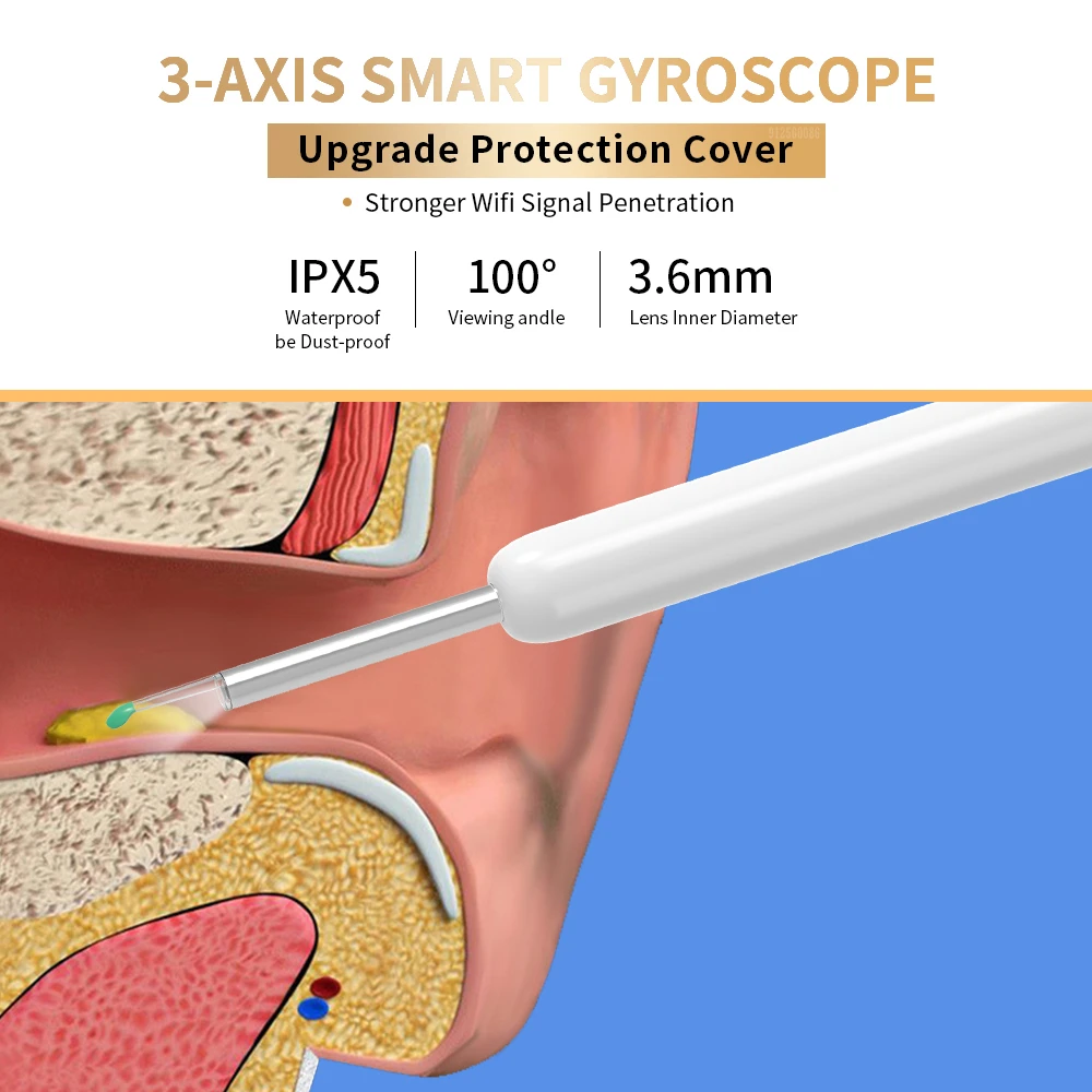 Image de nettoyeur d'oreille avec caméra, otoscope endoscope, sans fil 1080p android iphone - Unbranded