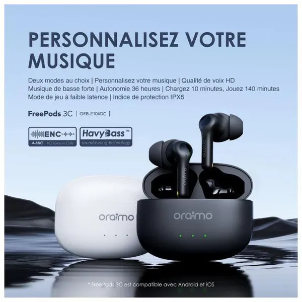oraimo FreePods 3C Écouteurs sans fil ENC