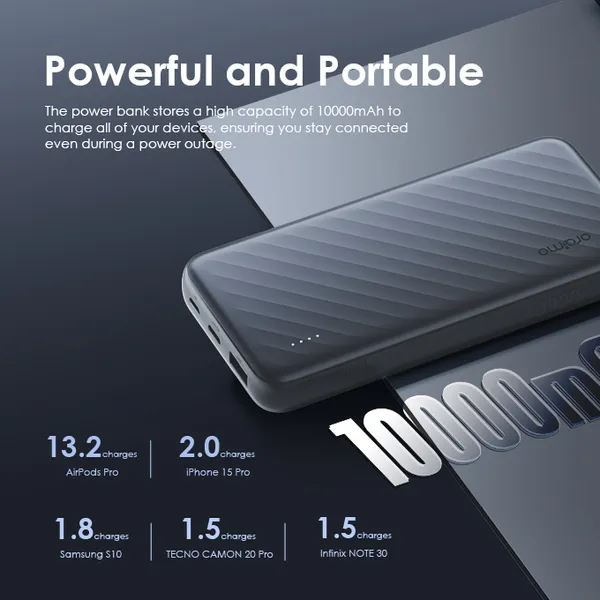 oraimo Slice Link Pro Banque d'alimentation 10000mAh 22.5W