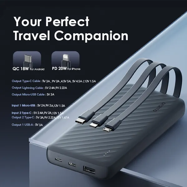 oraimo Slice Link Pro Banque d'alimentation 10000mAh 22.5W