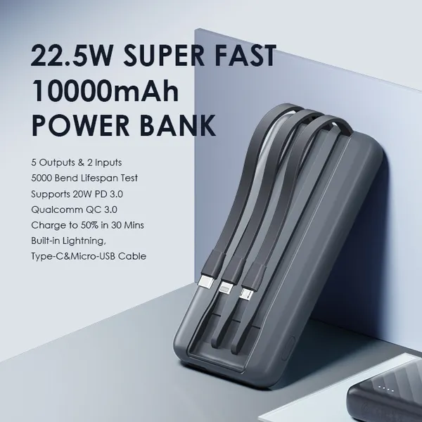 oraimo Slice Link Pro Banque d'alimentation 10000mAh 22.5W