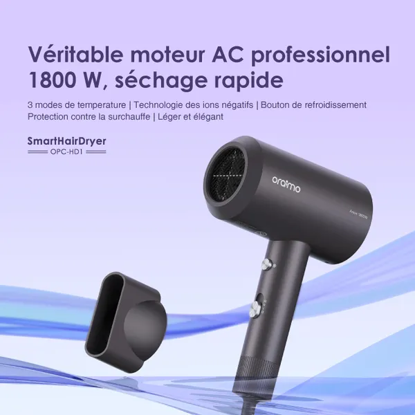 oraimo SmartHairDryer 1800W d'ions négatifs sèche-cheveux