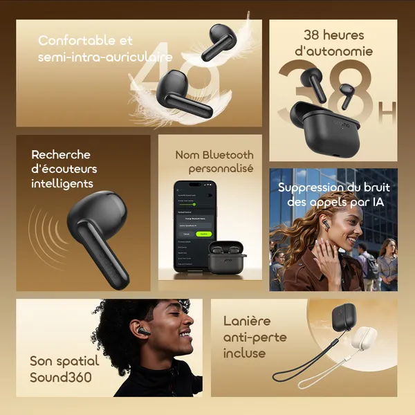 Image de oraimo SpaceBuds Air 38 Heures Localisateur Intelligent Écouteurs Sans Fil Véritables