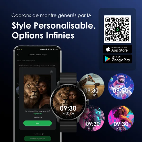 oraimo Watch 5R Pro AMOLED 1,43" Montre intelligente IP68 à interface flottante 2.5D