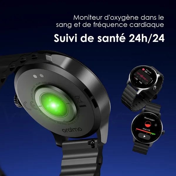 oraimo Watch 5R Pro AMOLED 1,43" Montre intelligente IP68 à interface flottante 2.5D