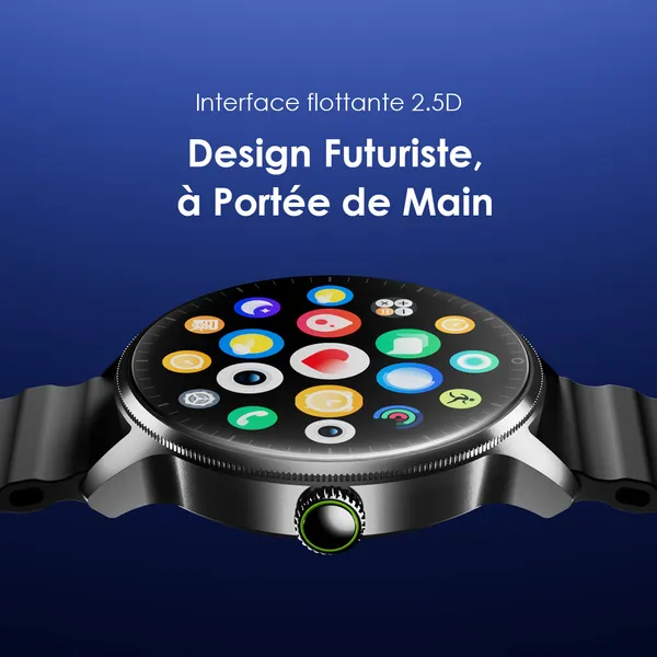 oraimo Watch 5R Pro AMOLED 1,43" Montre intelligente IP68 à interface flottante 2.5D