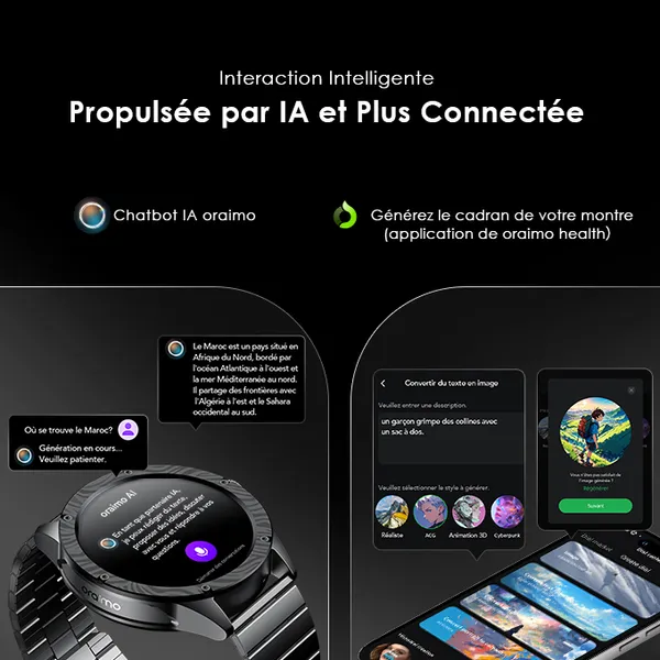 oraimo Watch Pro NT Montre intelligente alimentée par l'IA AMOLED de 1,43 pouces