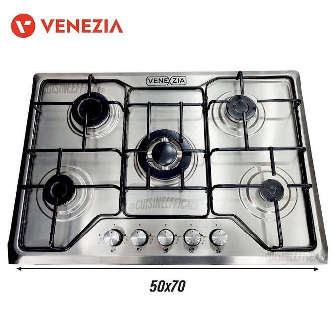 Pack de cuisson Venezia, Plaque de cuisson en inox - Hotte Aspirante Sous Meuble Noir 70cm - Double Filtration
