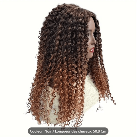 Image de Perruque pour femmes, cheveux longs et ondulés - Noir, Rouge, Marron - 50cm - Unbranded