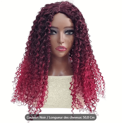 Image de Perruque pour femmes, cheveux longs et ondulés - Noir, Rouge, Marron - 50cm - Unbranded