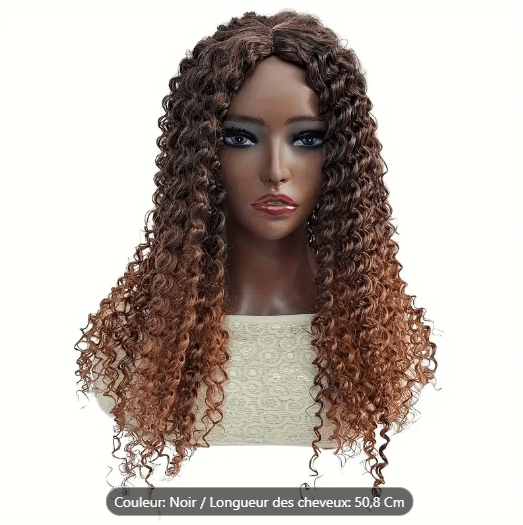 Image de Perruque pour femmes, cheveux longs et ondulés - Noir, Rouge, Marron - 50cm - Unbranded