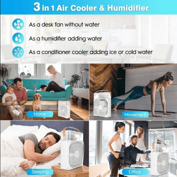 Image de Petit Climatiseur -ventilateur Mini climatiseur mobile couleur aléatoires 10W 26cm/20cm/H9cm - Unbranded