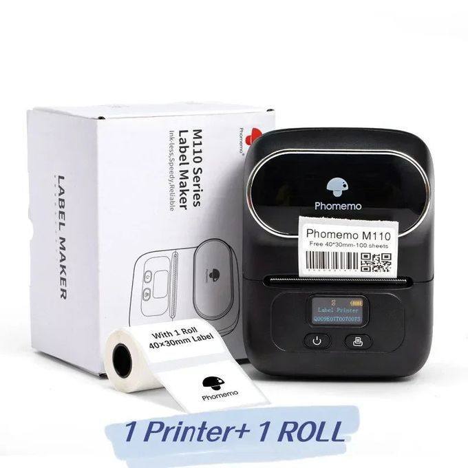 Image de Phomemo M110 Imprimante d'étiquettes Bluetooth thermique Etiqueteuse Compatible avec Android, iOS + Rouleau - Unbranded