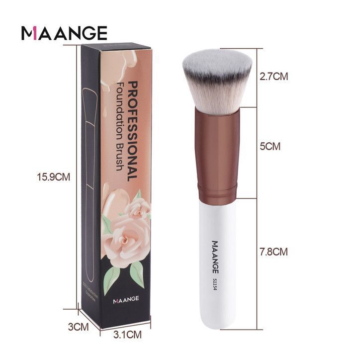 Image de Pinceau à maquillage - MAANGE - 51154 - Pinceau fond de teint - Fibre nylon - Poignée en bois - Unbranded