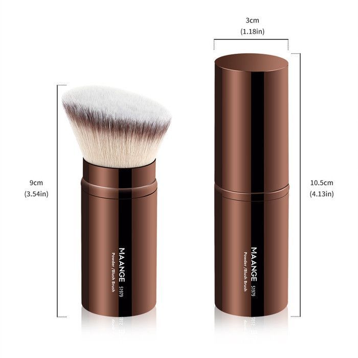 Image de Pinceau de maquillage - Vegan - Kabuki rétractable - Sans perte de poils - Voyage facile - Marron - Unbranded