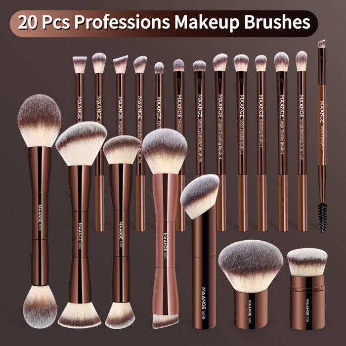Image de Pinceaux de maquillage - MAANGE - 20 pièces - Sac inclus - Matériau synthétique - Pour tous types de peau - Unbranded