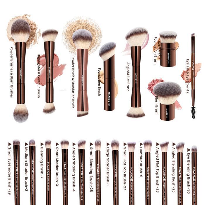 Image de Pinceaux de maquillage - MAANGE - 20 pièces - Sac inclus - Matériau synthétique - Pour tous types de peau - Unbranded
