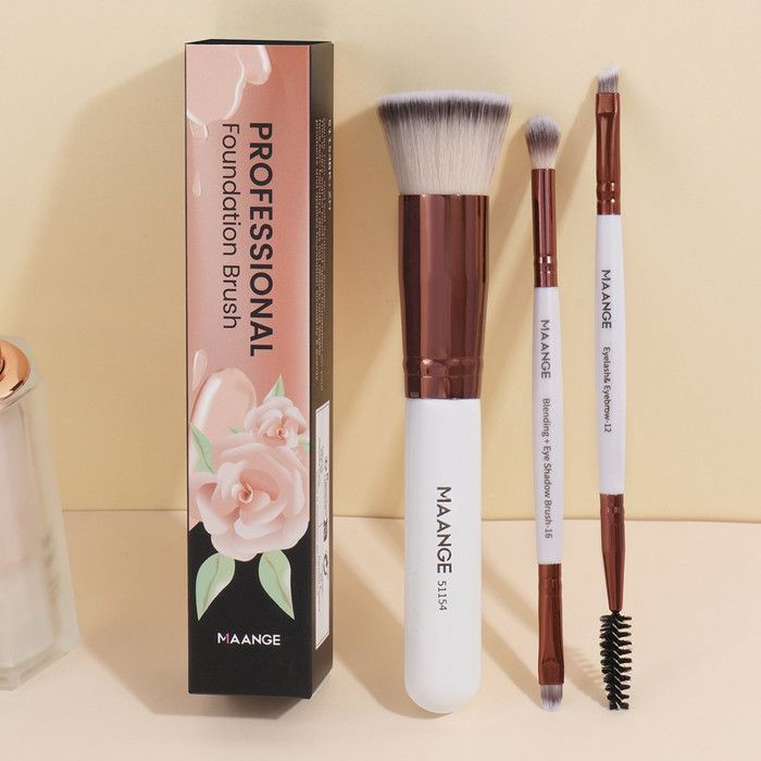 Pinceaux de maquillage - MAANGE - Set de 3 pièces - Doublé tête - Compact - Portable