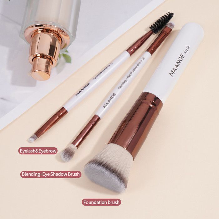 Image de Pinceaux de maquillage - MAANGE - Set de 3 pièces - Doublé tête - Compact - Portable - Unbranded