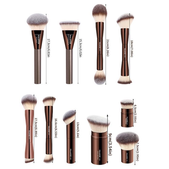 Image de Pinceaux de maquillage - MAANGE - MAG52440K - 10 pièces - Poils en nylon - Couleur café - Unbranded