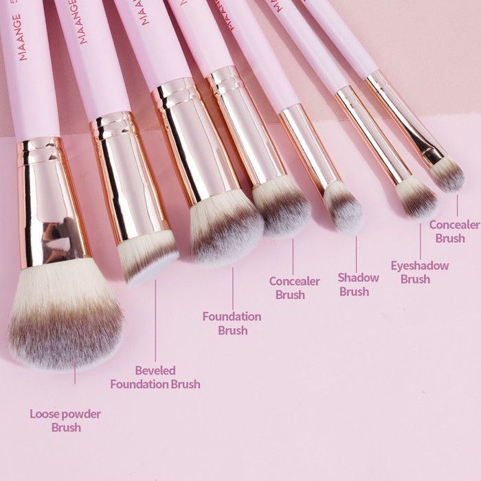 Image de Pinceaux de maquillage - MAANGE - Set de 7 pièces - Nylon - Doux - Portable - Unbranded