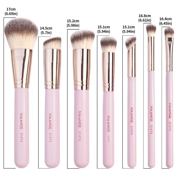 Image de Pinceaux de maquillage - MAANGE - Set de 7 pièces - Nylon - Doux - Portable - Unbranded