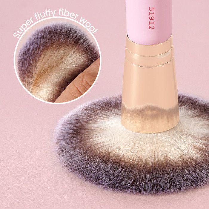 Image de Pinceaux de maquillage - Non spécifié - 4 pièces - Fibres synthétiques - Poignée en bois - Couleur or - Unbranded