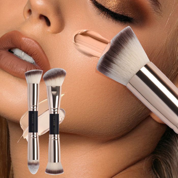 Image de Pinceaux de maquillage - Non spécifié - 3 pièces - Doublé - Rose doré - Compact et élégant - Unbranded